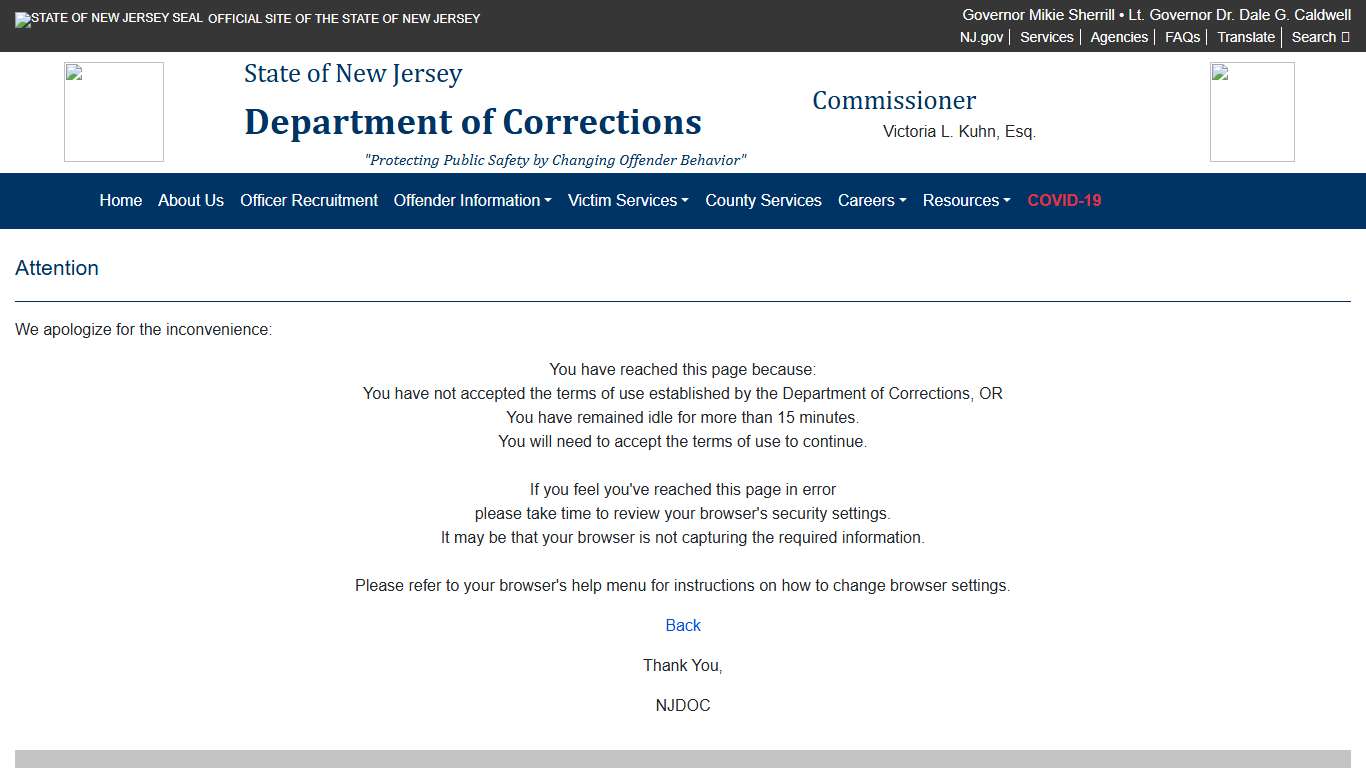 New Jersey Department of Corrections